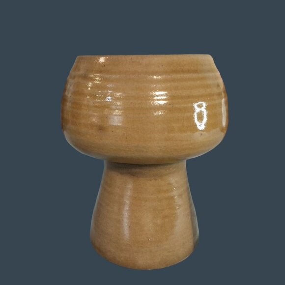 Modernist Planter Vase Or Candle Holder Signed Stoneware Pottery - Picture 4 of 10